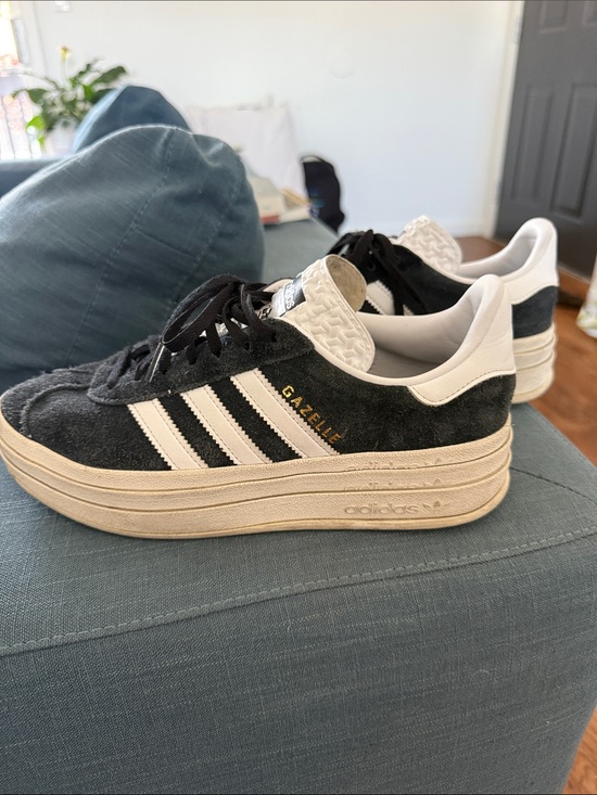 adidas Shoes - adidas Gazelle Platform Sneakers in Black, White and Gold